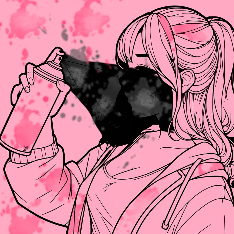 a realistic girl spray, painting