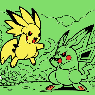 pokemon fighting a another pokemon in the air