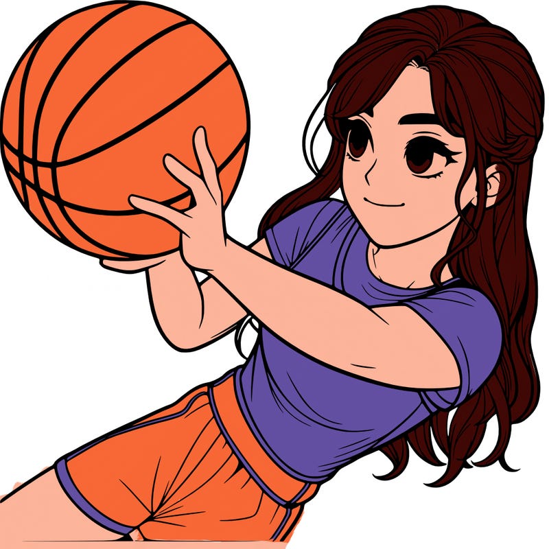realistic girl playing basketball