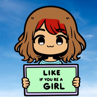 a cute girl holding a sign that says like if you’re a girl