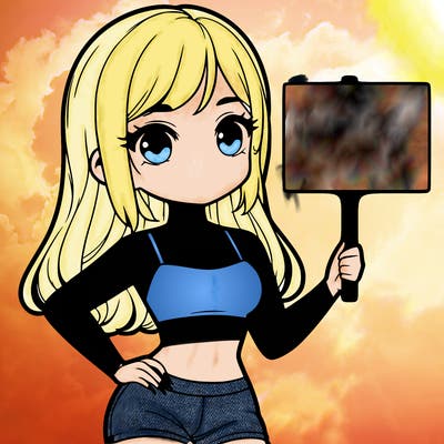 girl in a cute crop top holding a blank sign