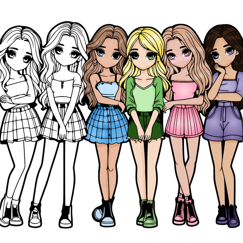 a group of girls realistic
