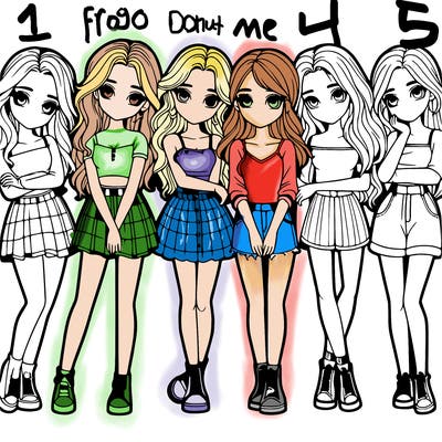 a group of girls realistic