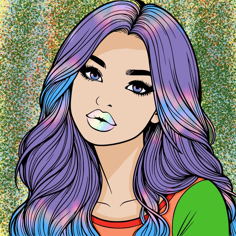 realistic girl with hair on her hair and lips