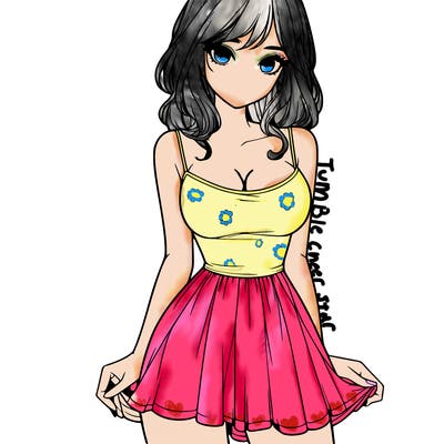 realistic girl in short dress