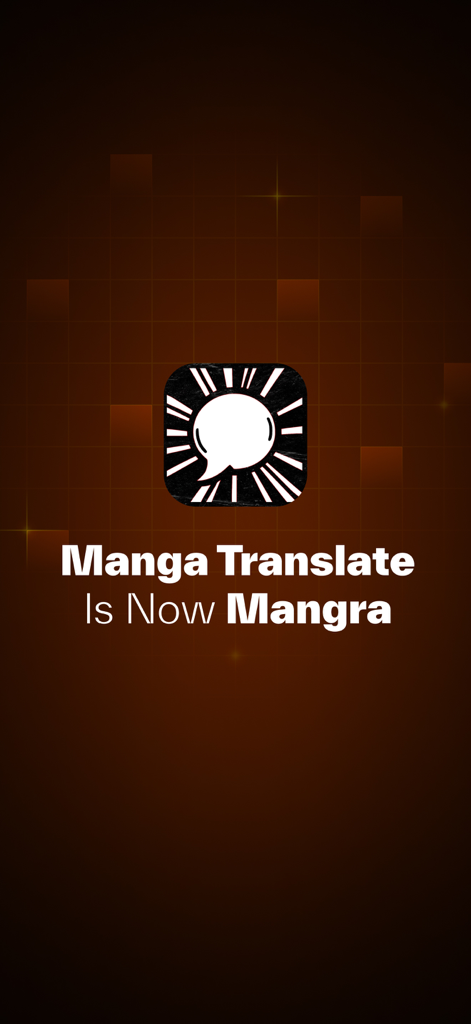 새로운 아이콘이 포함된 Manga Translate 앱의 망그라 리브랜딩을 보여주는 공지 화면