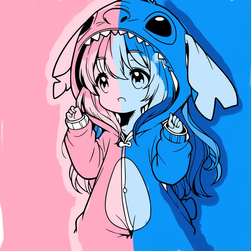 anime girl in a stitch onsie