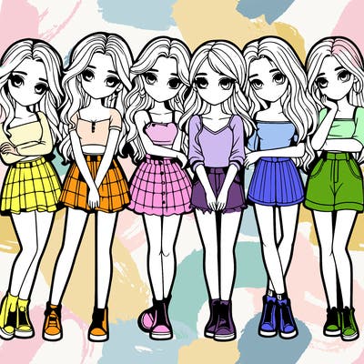 a group of girls realistic