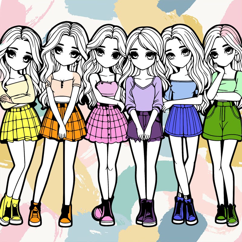 a group of girls realistic