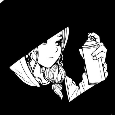 a realistic girl, spray painting