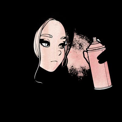 a realistic girl, spray painting