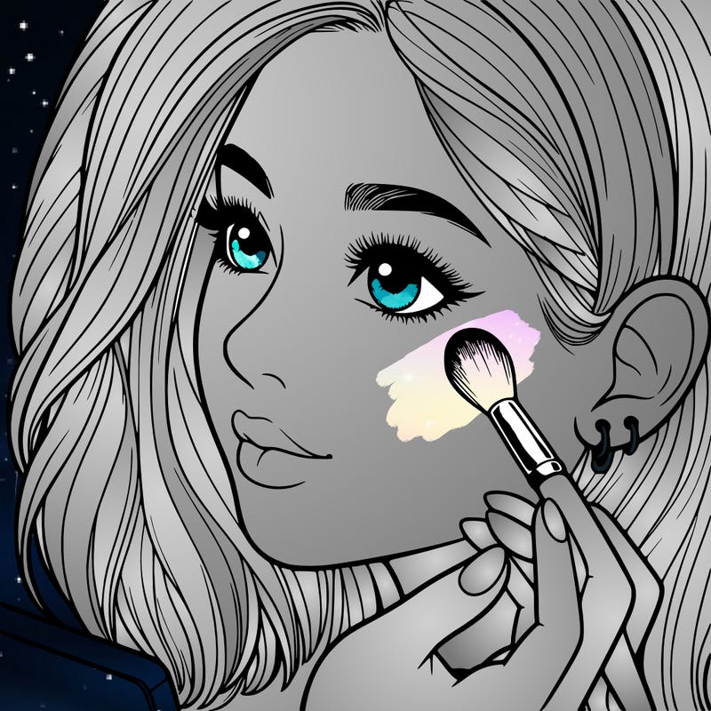 a realistic girl doing her makeup