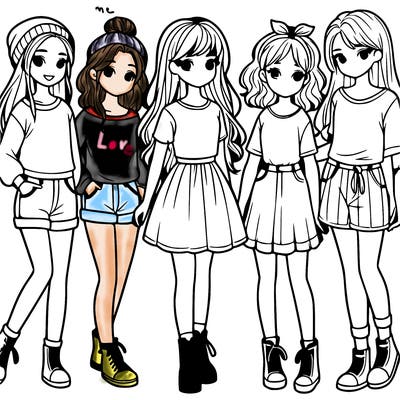 a group of five girls