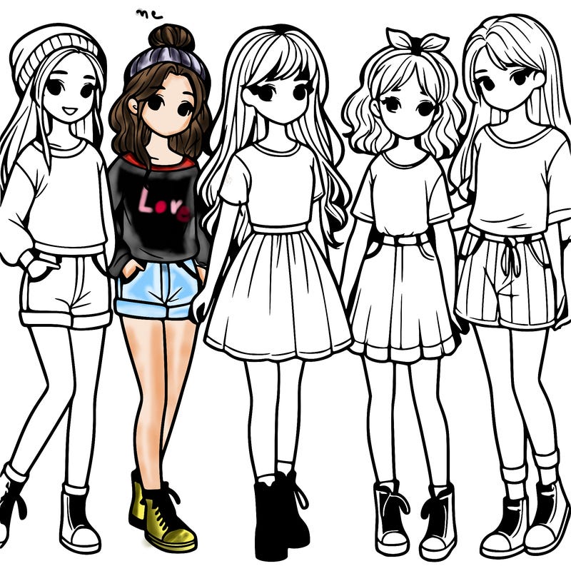 a group of five girls