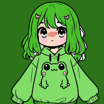 girl wearing frogging sweatshirt