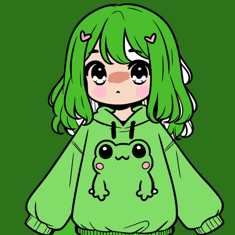 girl wearing frogging sweatshirt