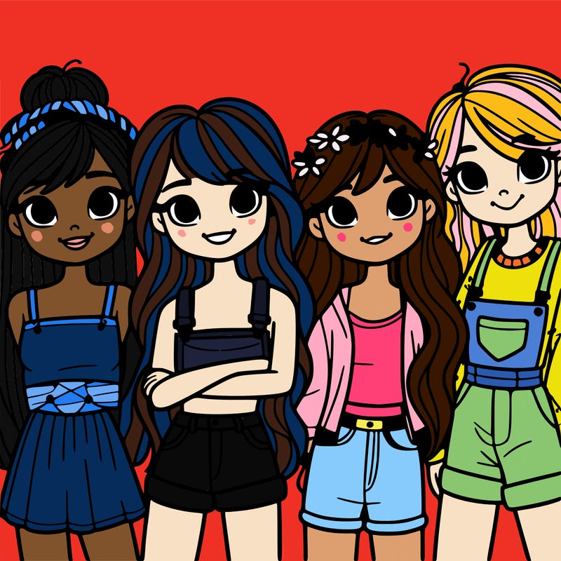 group of girls friends