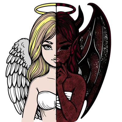 realistic angel half demon