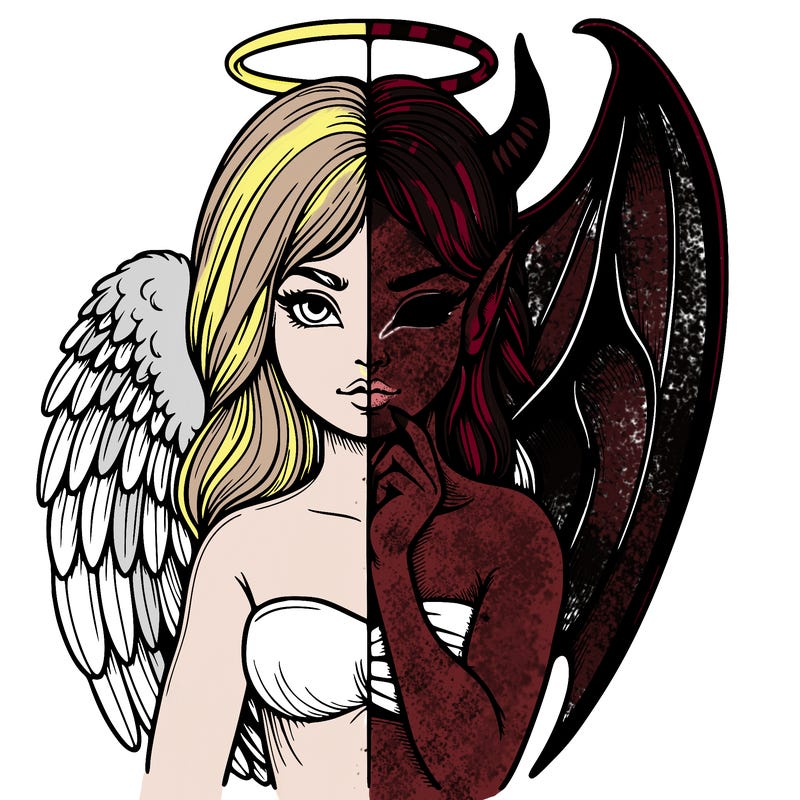 realistic angel half demon