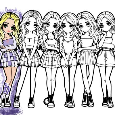 a group of girls realistic