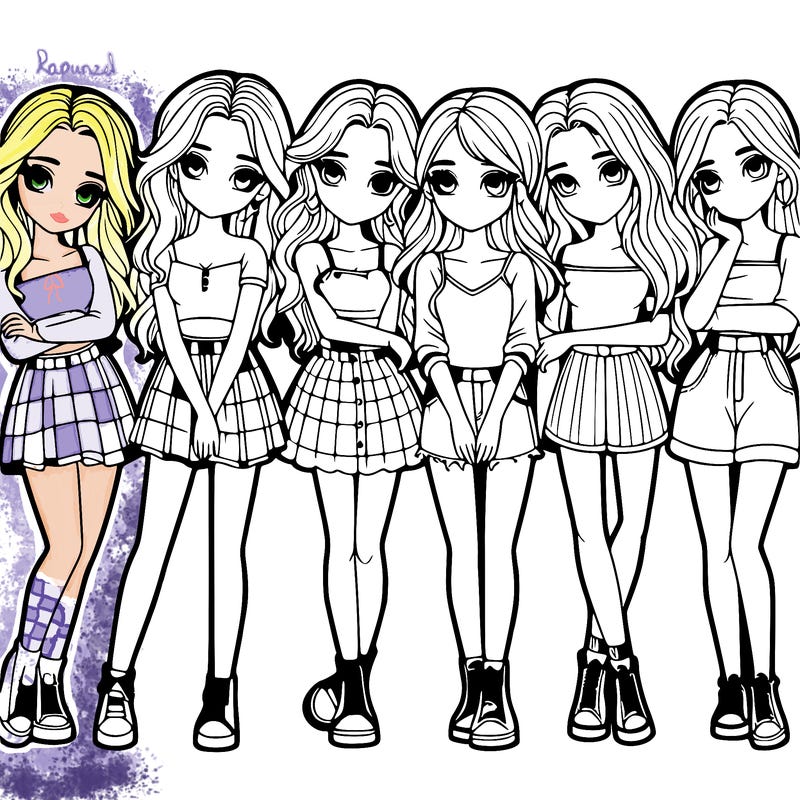 a group of girls realistic