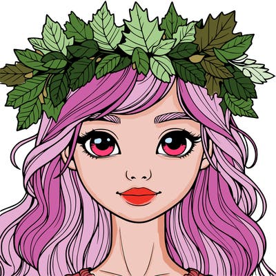 realistic girl with fall leaf crown