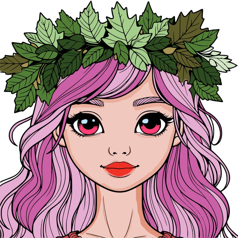 realistic girl with fall leaf crown
