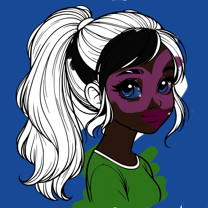 realistic girl, with a ponytail