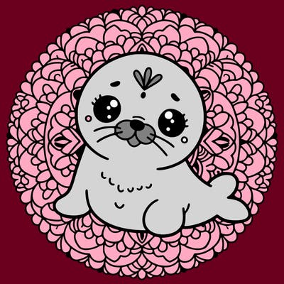 a cute baby seal mandala