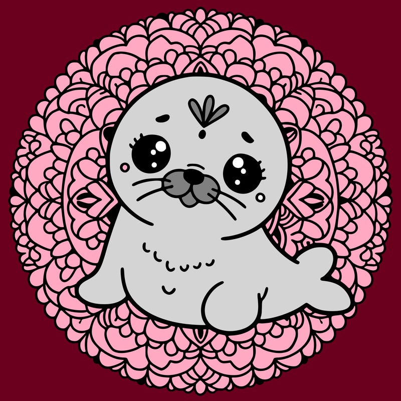 a cute baby seal mandala