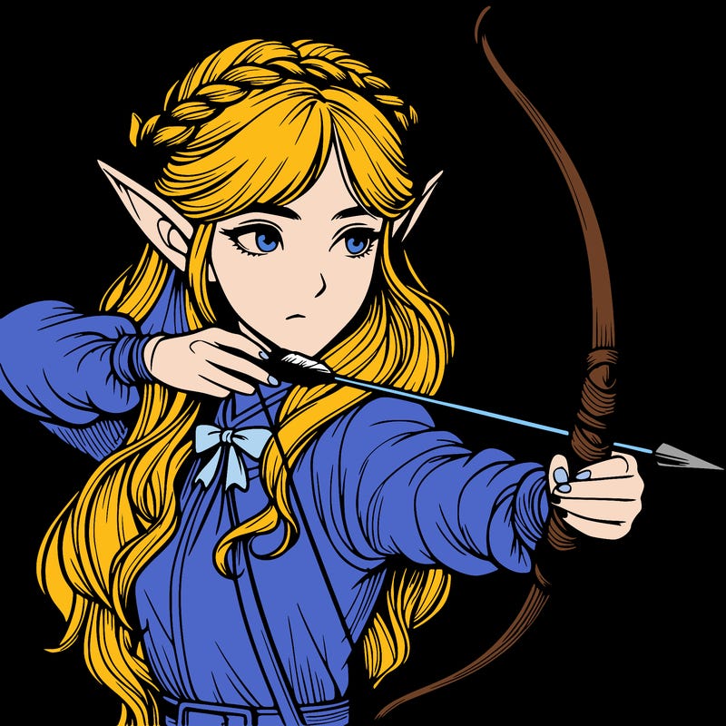 realistic  elf girl shooting a bow