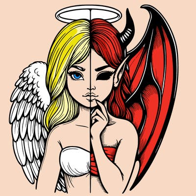 realistic angel half demon