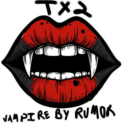 lips with vampire teeth