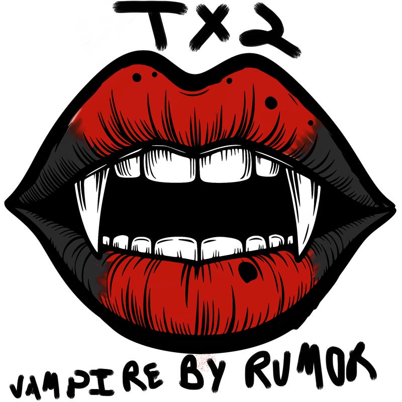 lips with vampire teeth