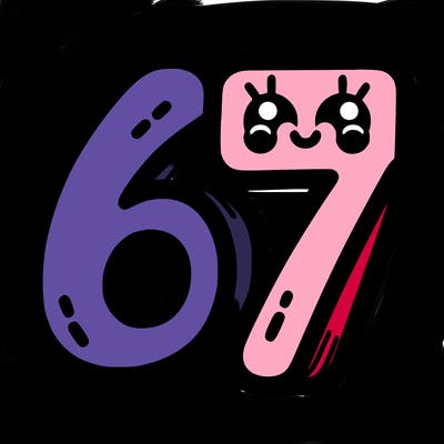 the numbers 67