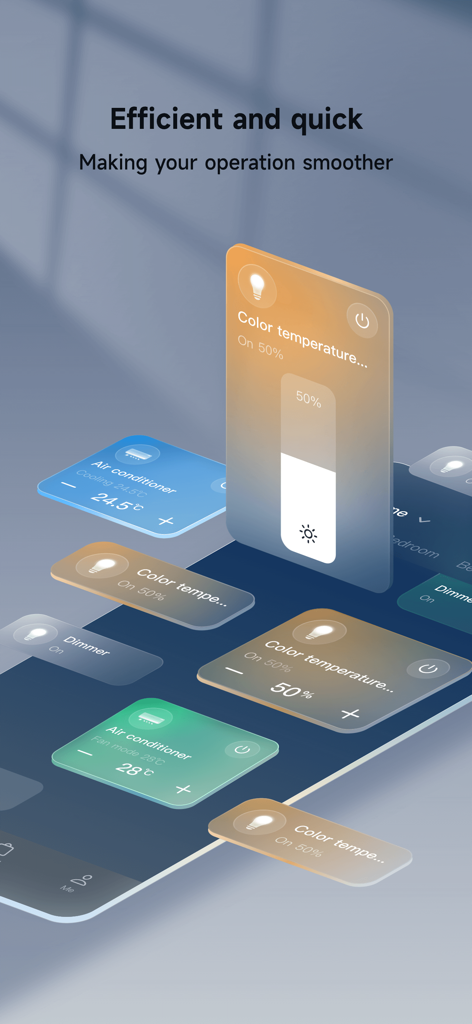 ORVIBO Home - ORVIBO Home app interface showing smart home controls for lighting and climate.