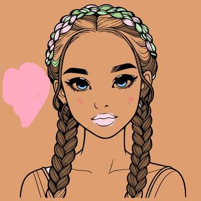 realistic girl with braids