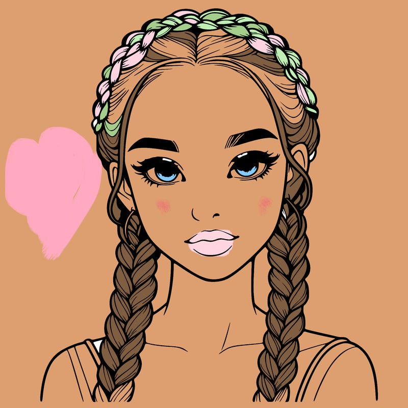 realistic girl with braids