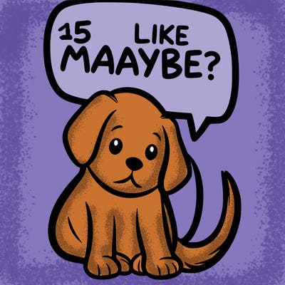 a puppy that says 5 like maybe
