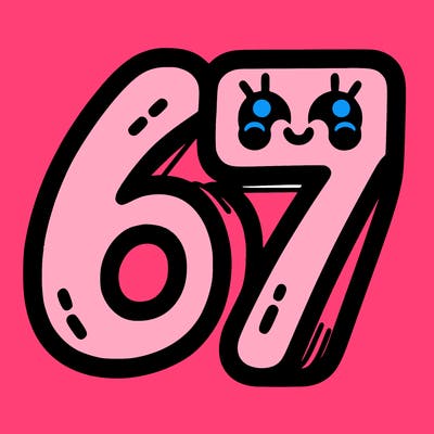 the numbers 67