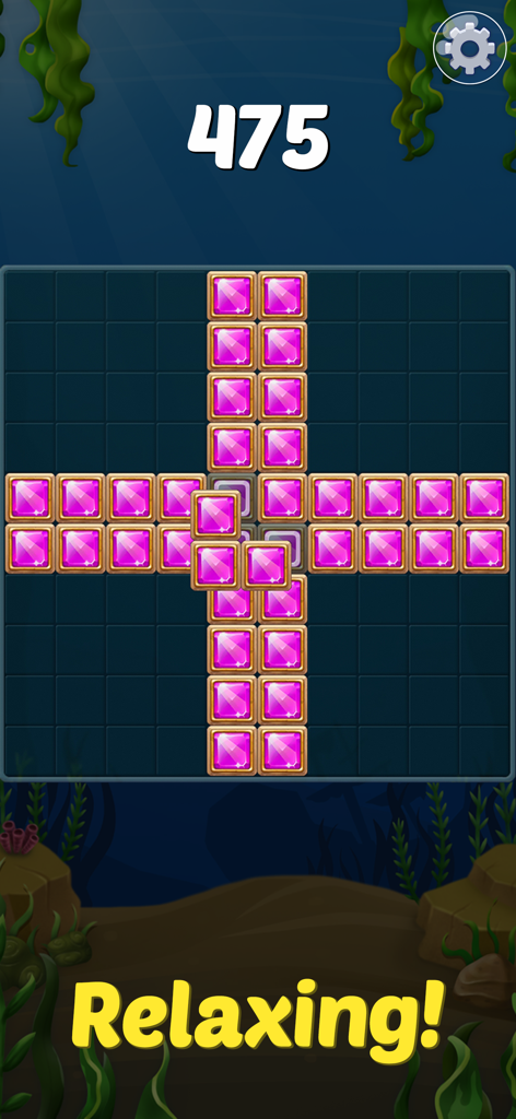 Block Ocean Puzzle 1010 - Gameplay of Block Ocean Puzzle 1010 with pink jewel blocks and a relaxing underwater theme