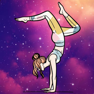 a woman doing a handstand