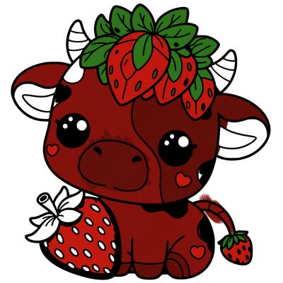 cute strawberry cow