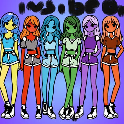 a group of girls wearing crop tops and shorts