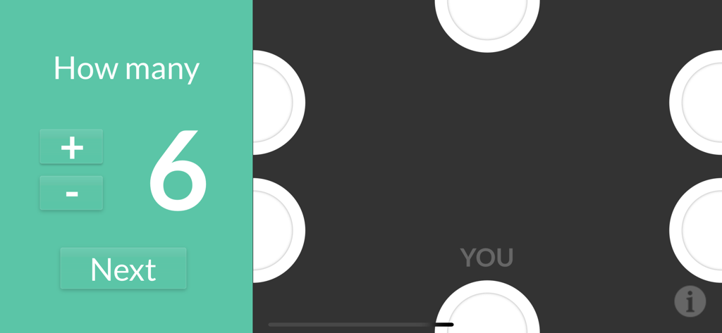 A screen in the Plates by Splitwise app for selecting the number of people to split the restaurant bill.