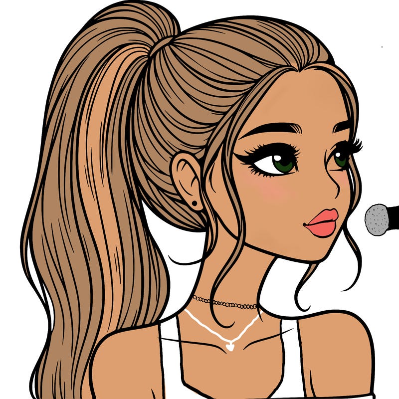 a beautiful and realistic girl with a high pony tail