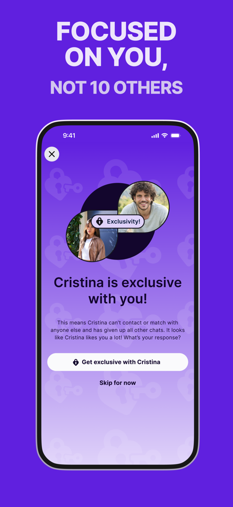 FilipinoBlush dating app exclusivity mode screen showing a user focused on one connection
