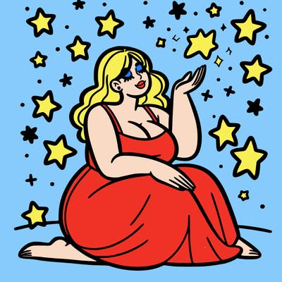 plus size woman looking at stars