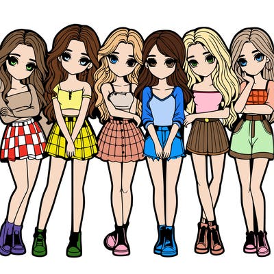 a group of girls realistic