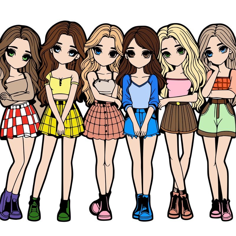 a group of girls realistic